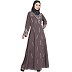 Designer Embellished Nida abaya- Ash Brown
